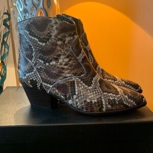 Ash Brown Snakeskin Ankle Booties